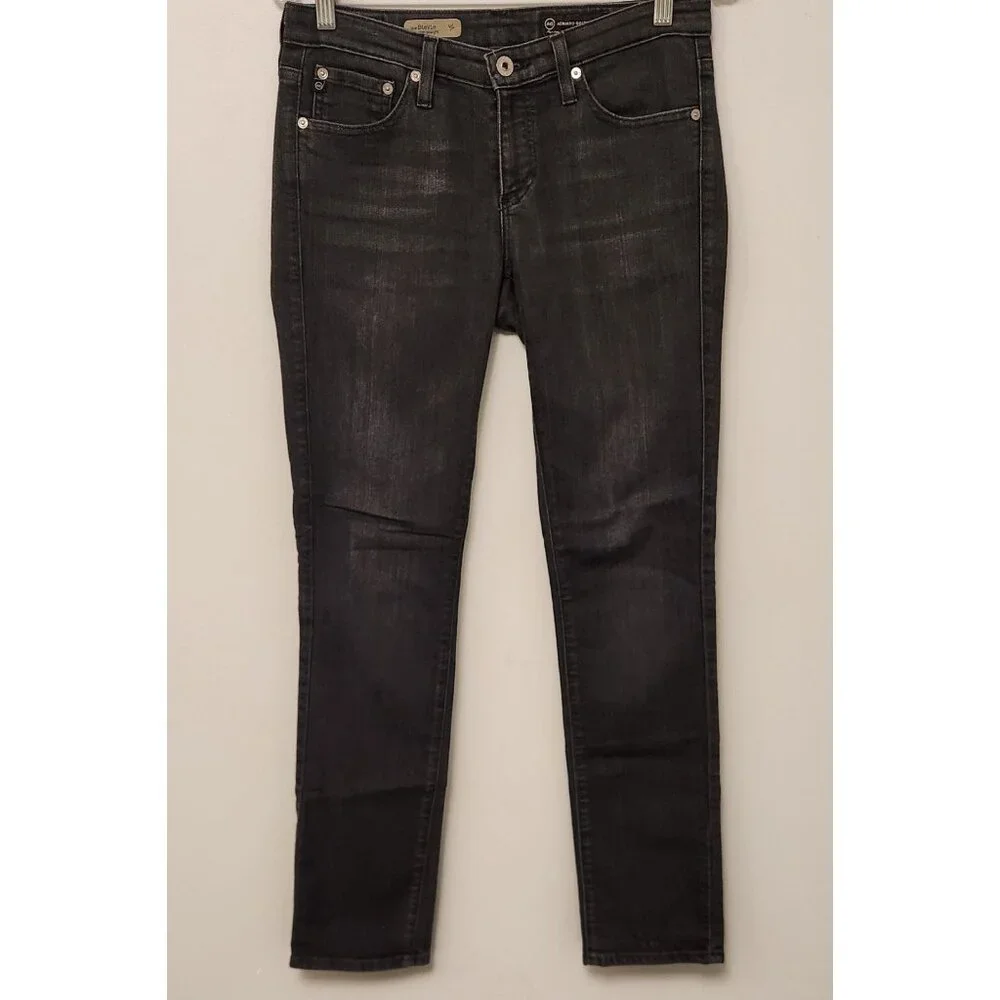 AG Adriano Goldschmied Jeans The Stevie Slim Straight Leg Jean Black 27R 30x30‎